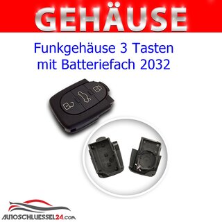 Ersatz Funkgehäuse geeignet für Audi - 3 Tasten 2032 mit Batteriefach