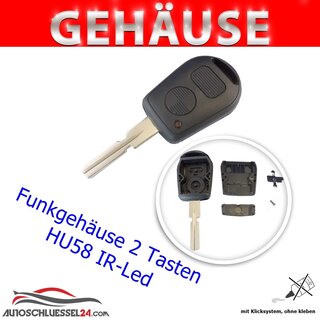 Ersatz Funkgehäuse geeignet für BMW - 2 Tasten HU58 IR-Led