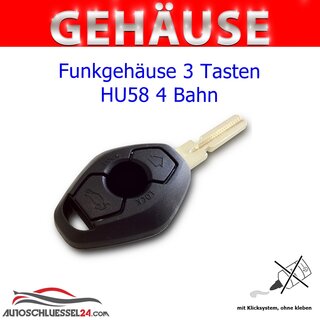 Ersatz Funkgehäuse geeignet für BMW - 3 Tasten HU58 4 Bahn