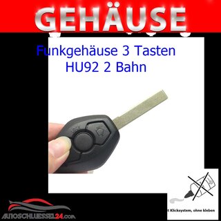Ersatz Funkgehäuse geeignet für BMW - 3 Tasten HU92 2 Bahn