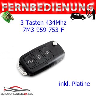 Ersatzfernbedienung für Volkswagen - 3 Tasten id46 Toureg 2005-2009, Phaeton 2003-2007 Keyless