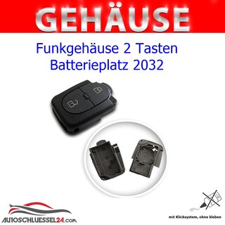 Ersatz Funkgehäuse geeignet für Volkswagen - 2 Tasten mit Batteriefach 2032