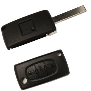 Ersatz Klappschlüssel geeignet für Citroen - 3 Tasten HU83 Kofferraum mit Batteriefach