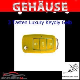 Ersatz Gehuse geeignet fr Volkswagen - 3 Tasten Luxury Keydiy gelb-orange, HU66