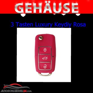 Ersatz Gehuse geeignet fr Volkswagen - 3 Tasten Luxury Keydiy Rosa