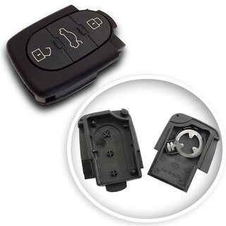 Ersatz Klappschlüssel geeignet für Volkswagen - 3 Tasten oval mit Batteriefach 1616, HU66