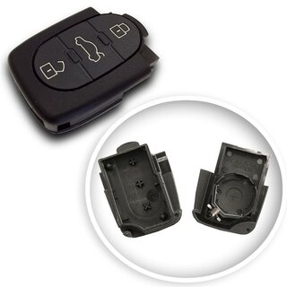 Ersatz Klappschlüssel geeignet für Volkswagen - 3 Tasten ovaler Typ mit Batterieplatz 2032, HU66