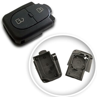 Ersatz Klappschlüssel geeignet für Volkswagen - 2 Tasten ovaler Typ mit Batterieplatz 2032, HU66