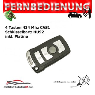 Ersatz Fernbedienung geeignet für BMW - 4 Tasten 434 MHz CAS 1  HU92