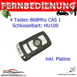 Ersatz Fernbedienung geeignet für BMW - 4 Tasten 868 MHz CAS 1  HU100