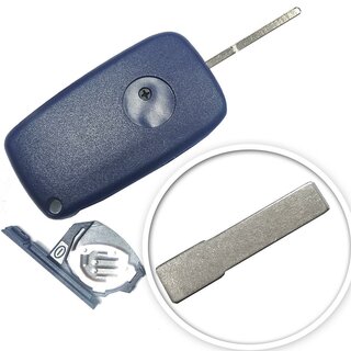 Ersatz Klappschlüssel geeignet für Fiat - 3 Tasten mit Batteriefach in blau, SIP22