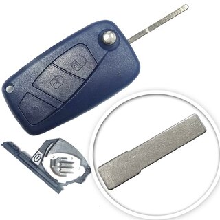 Ersatz Klappschlüssel geeignet für Fiat - 2 Tasten mit Batteriefach in blau, SIP22