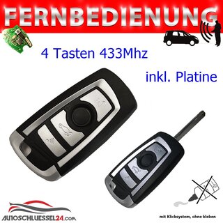 Ersatz Fernbedienung geeignet fr BMW - 4 Tasten 433 MHz EWS E36, E46, HU92
