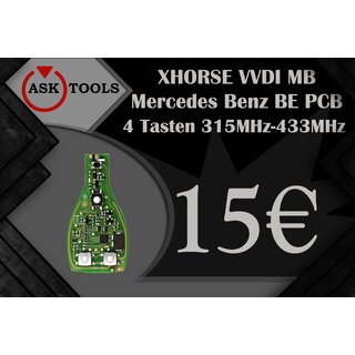 Ersatz Fernbedienung geeignet fr Mercedes Benz - 3&4 Tasten, 315 &433 MHz Orange PCB mit Gehuse