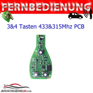 Ersatz Fernbedienung geeignet für Mercedes Benz - 3&4 Tasten, 315 &433 MHz PCB