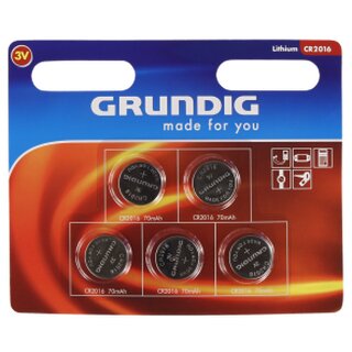 Knopfzelle GRUNDIG CR2016 Batterie, 5er Set