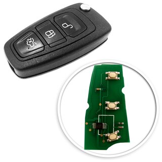 Ersatz Fernbedienung geeignet fr Ford - 3 Tasten - 433 MHz  Ersatz geeignet fr BK2T 15K601-AA Typ Transit Custom, Focus 2011-2015 /  Aftermarket / programmierbar nur fr Lonsdor und OBD Star